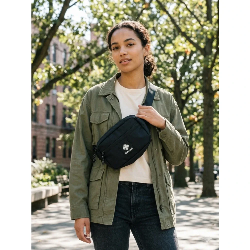 Columbia Black Fanny Hip Belt Bag Hiking‎ Travel Outdoor Utility